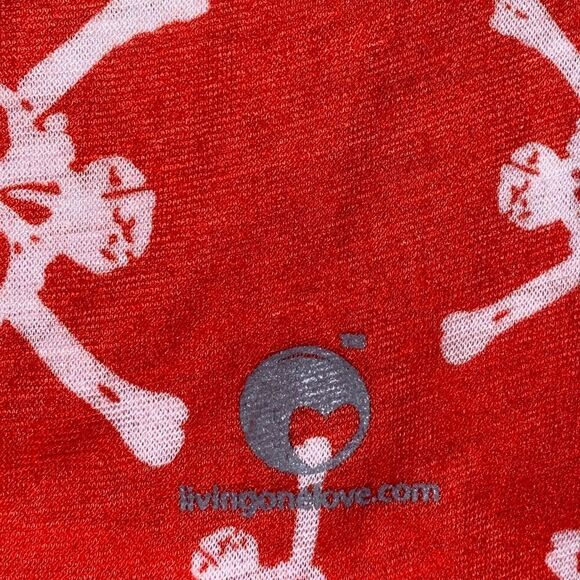 LIVING ONE LOVE Skull & Crossbones Red & White Neck Gaiter Scarf Bandana - Picture 2 of 6